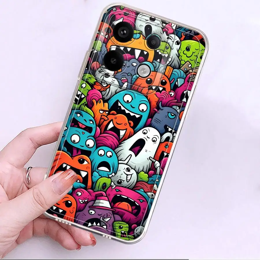 Soft Phone Cover Case for Xiaomi Redmi Note A4 11 9 9S 12S 14 Pro Plus 13 12 11S 10S 14C 13C Monster Graffiti Cool - imagen 4
