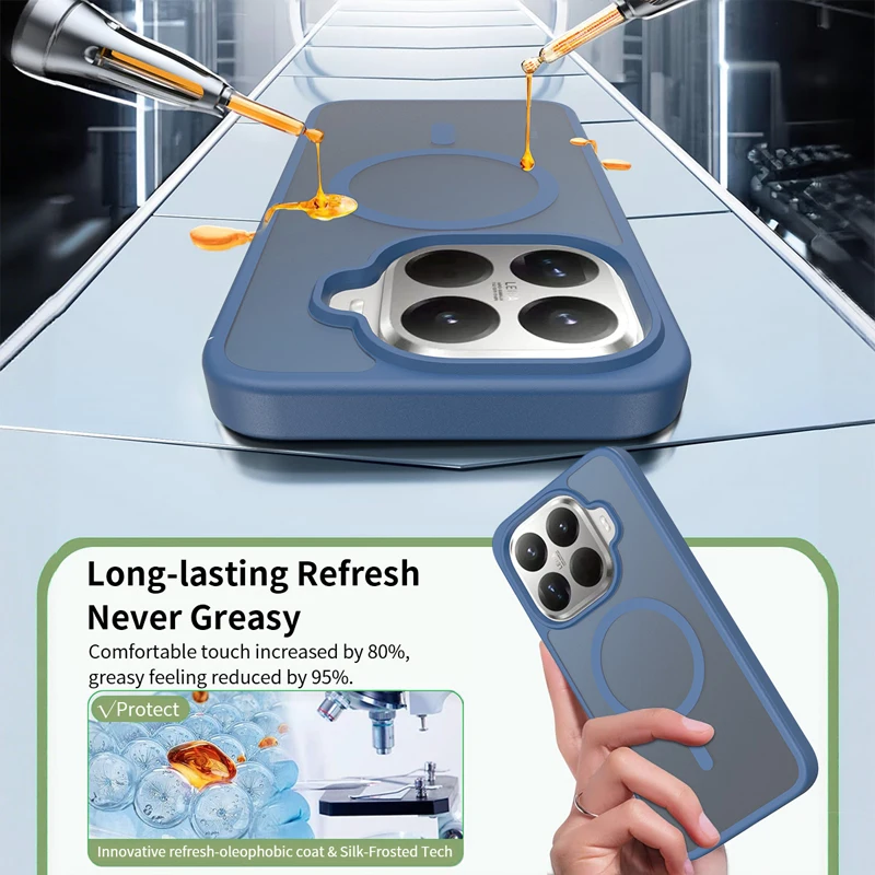 Para Xiaomi 15T, 15T Pro funda magnética ELVEV anticaída TPU duro PC mate transparente sensación de piel cubierta de teléfono - imagen 4