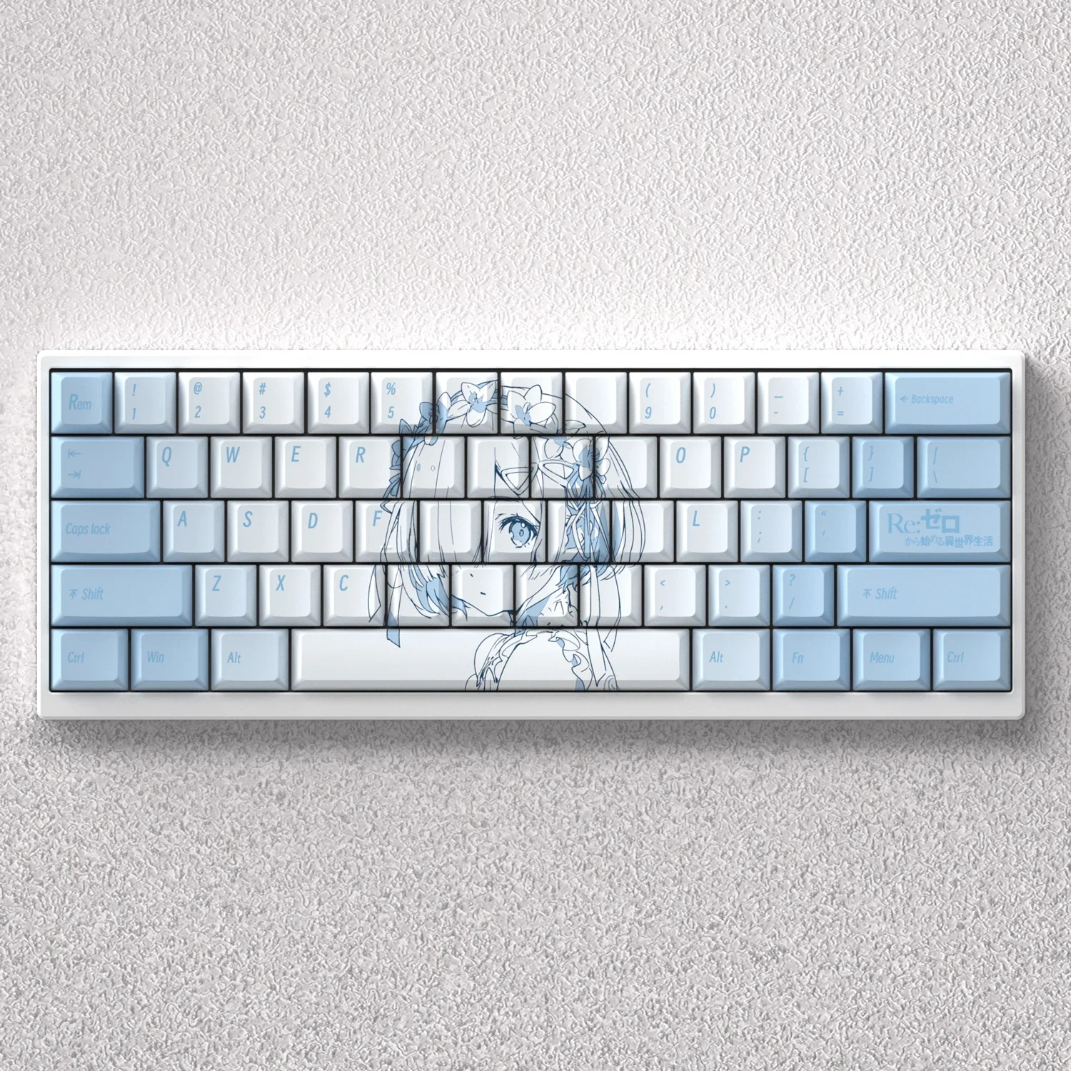 Teclas de 73 teclas Rem Anime PBT sublimación de tinte azul cereza para teclado mecánico 60 65 68 personalizado Anne Pro 2 juego Akko Fun 60pro