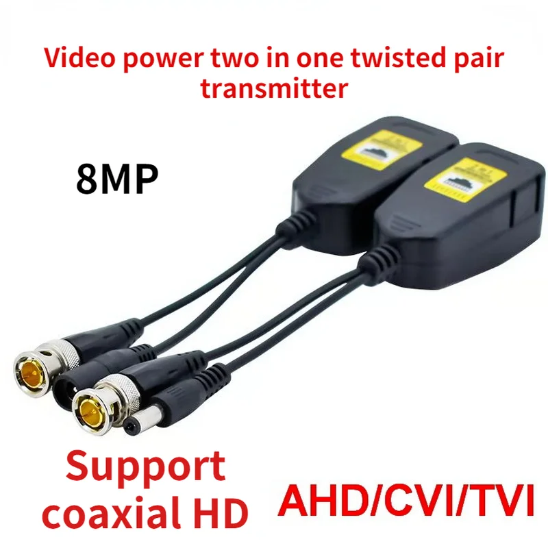 1 par BNC a RJ45 potencia de vídeo pasiva + transceptor Balun de Audio para cámara CCTV 8MP CVBS AHD CVI TVI UTP Balun