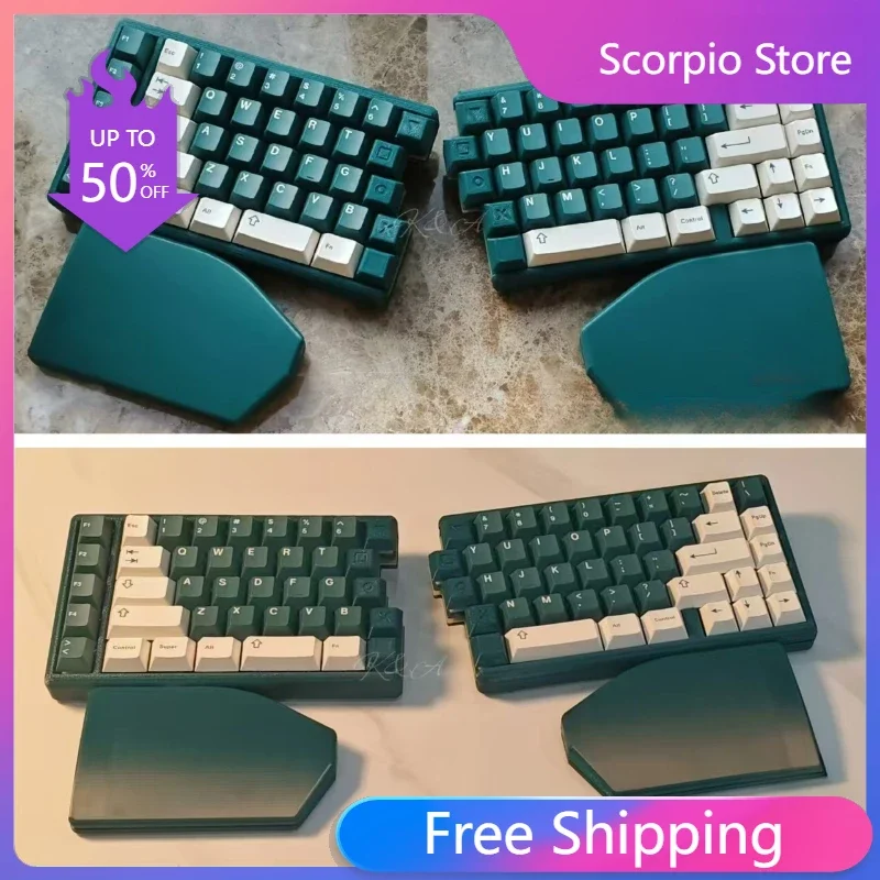 Scorpio-Teclado mecánico dividido de 68 teclas, ergonómico, retroiluminado RGB, intercambiable en caliente, Vial personalizado, Kit de teclado dividido monomodo con cable