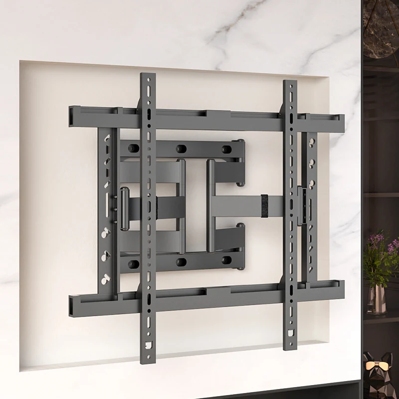 HILLPORT Ultra delgado integrado 50-90 pulgadas 6 brazos TV montaje en pared soporte de inclinación de movimiento completo soporte de TV montado en la pared TV DY635