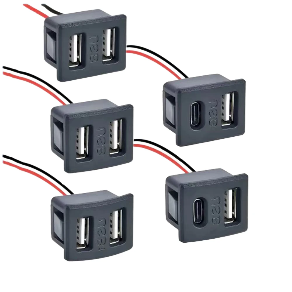 DIY OEM tipo A y tipo C enchufe hembra Horizontal a paso de Cable de cabecera de 2 pines = 2,54mm tipo de montaje de pestillo alimentación DC 5V - imagen 3