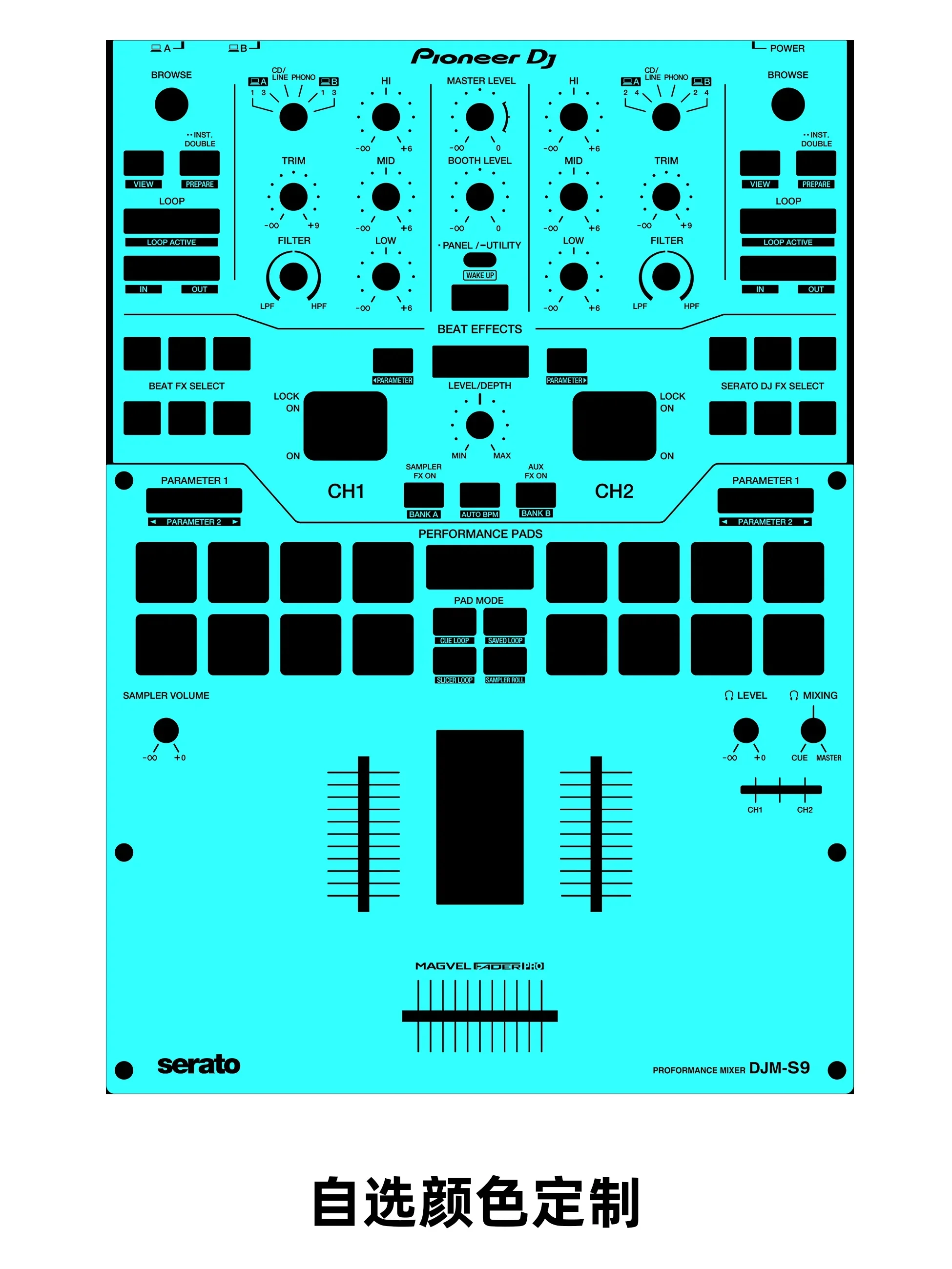 Película de panel mezclador Pioneer DJM-S9, pegatina colorida Pioneer no un panel de hierro - imagen 4