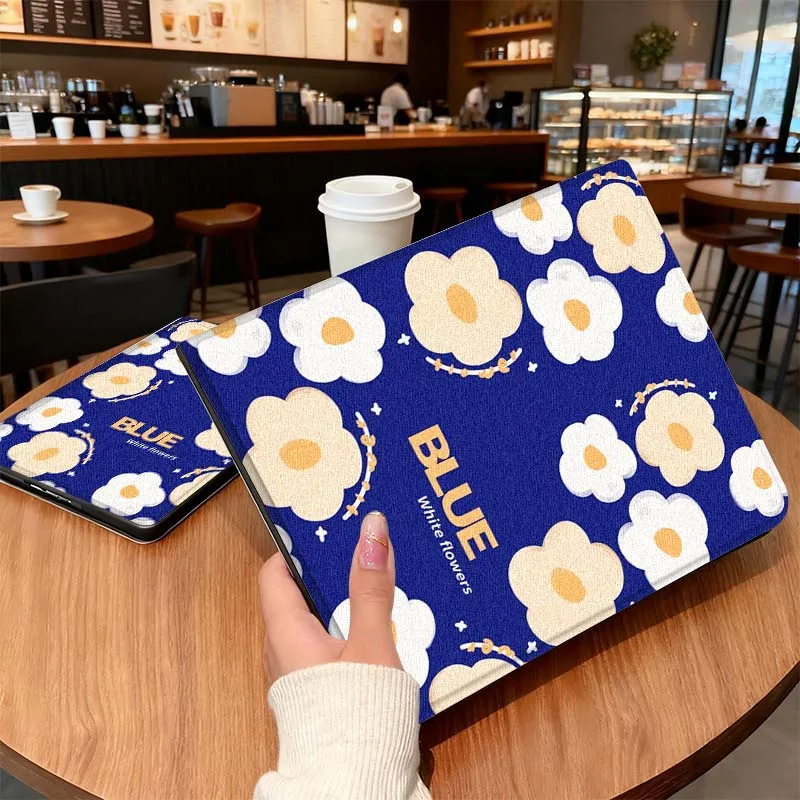Arte azul dibujos animados pequeña flor para Xiaomi Redmi Mi Pad 2 4 5 6 6s 7 8 11 12,5 12,4 11,2 8,7 SE Pro Plus Max funda para tableta