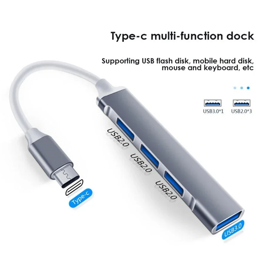 Tipo C USB C HUB 3,0 adaptador multidivisor de 4 puertos de alta velocidad OTG para Lenovo HUAWEI Xiaomi Macbook Pro 15 Air Pro Accesorios - imagen 2