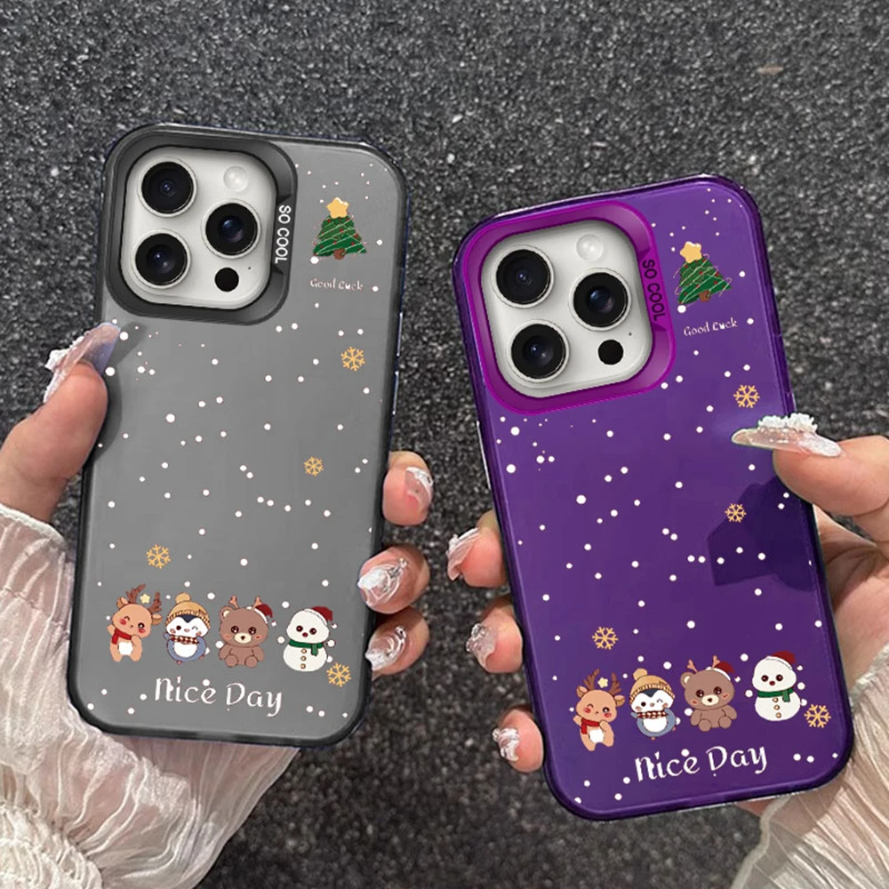 Funda de teléfono de regalo de copo de nieve Simple Rudolph de ciervo de Navidad para iPhone 16 15 14 13 12 11 Pro Max Plus 7 X XR cubierta mate a prueba de golpes
