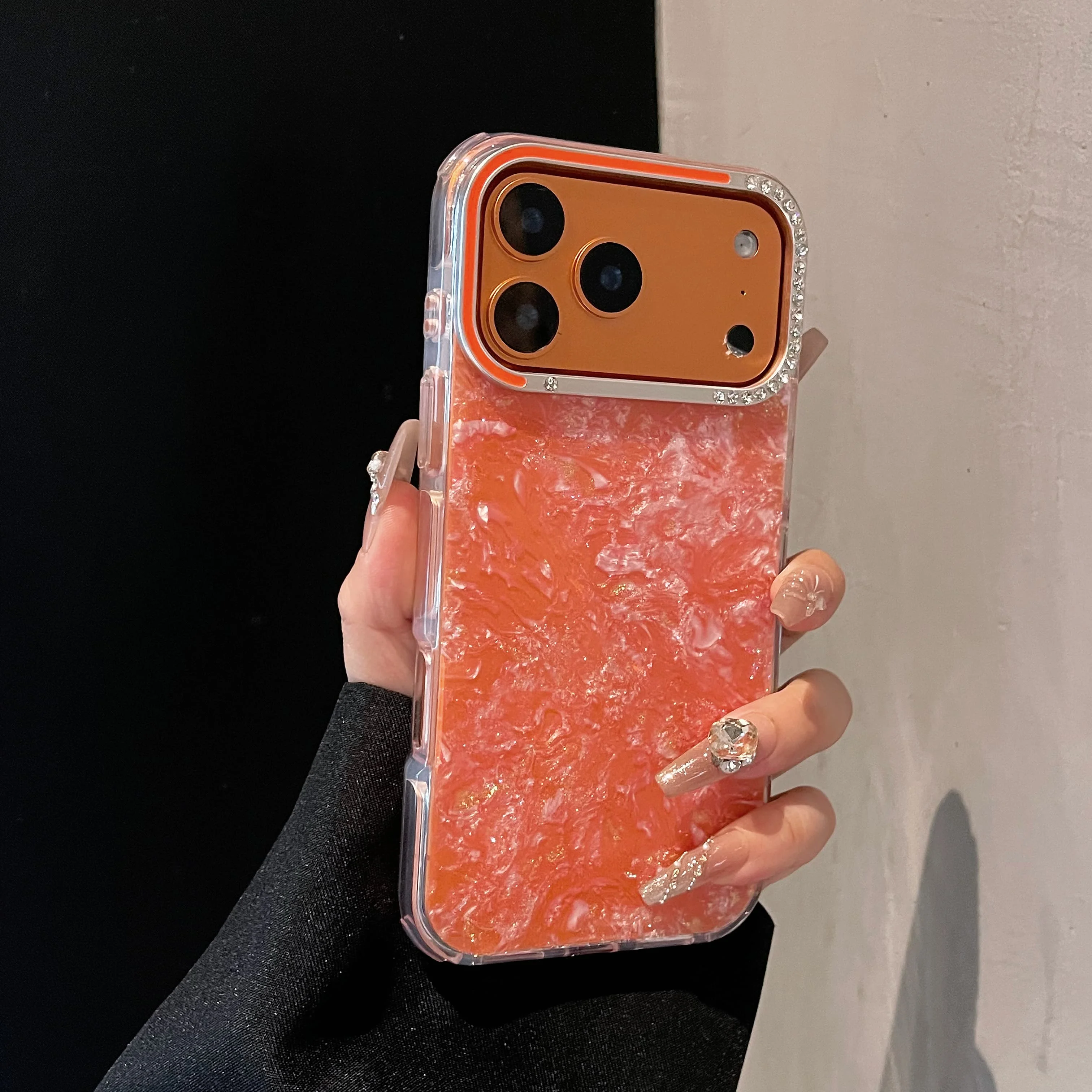 Funda de teléfono con diseño de concha de mar y cielo estrellado con purpurina de lujo para iPhone 17 Air 16 15 14 Plus 13 Pro Max, funda trasera de parachoques a prueba de golpes - imagen 3