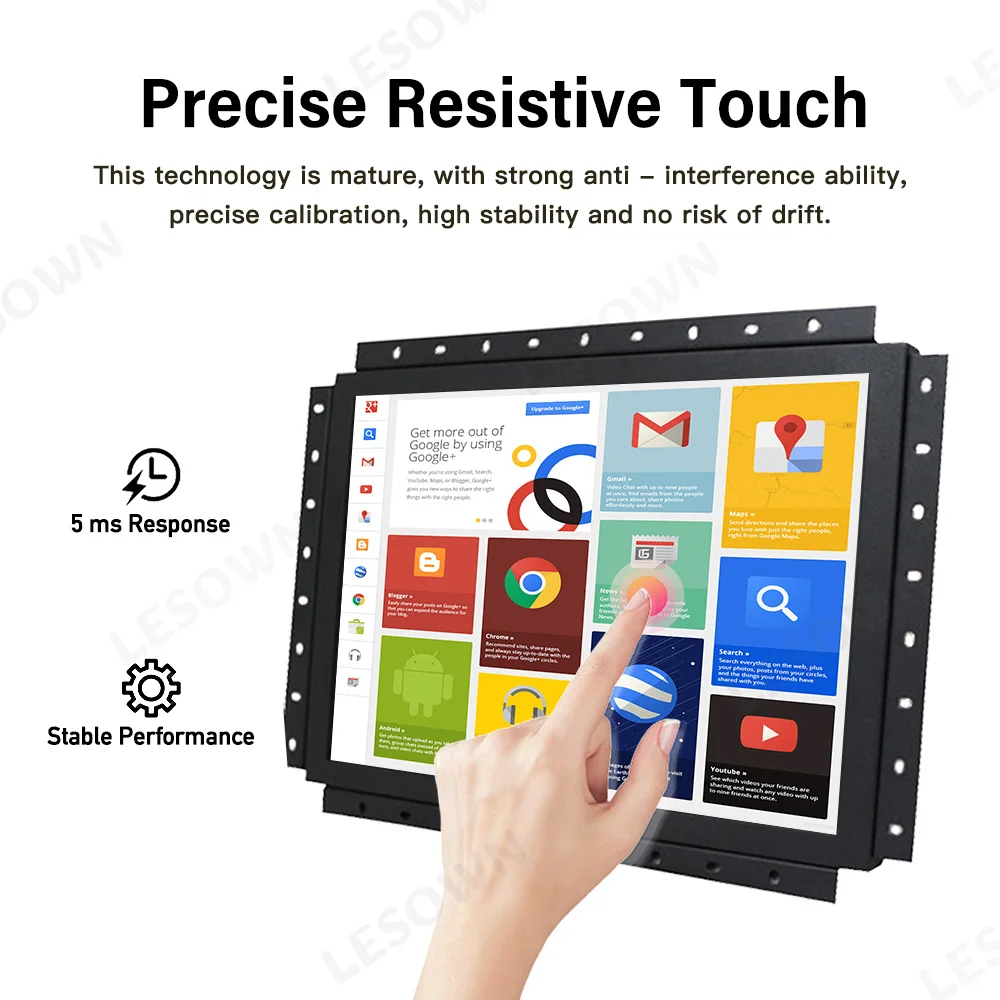 LESOWN pequeño Monitor de pantalla táctil resistivo de 12 "1024x768 4:3 VGA/USB pantalla integrada de montaje en Panel para CCTV Raspberry Pi - imagen 4