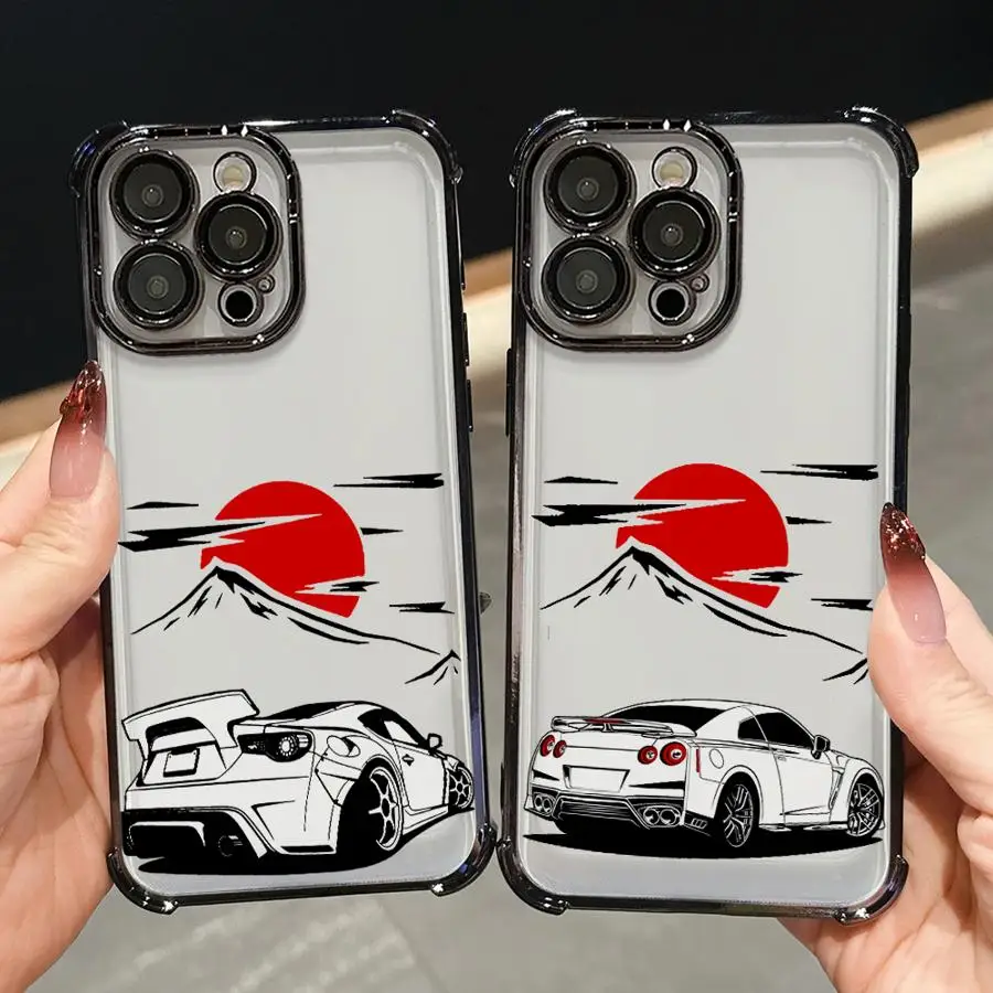 Funda para iPhone 13 12 11 Pro Max 16e 16 15 14 Plus 17 Air Soft Cover JDM Drift Car Red Sun - imagen 3