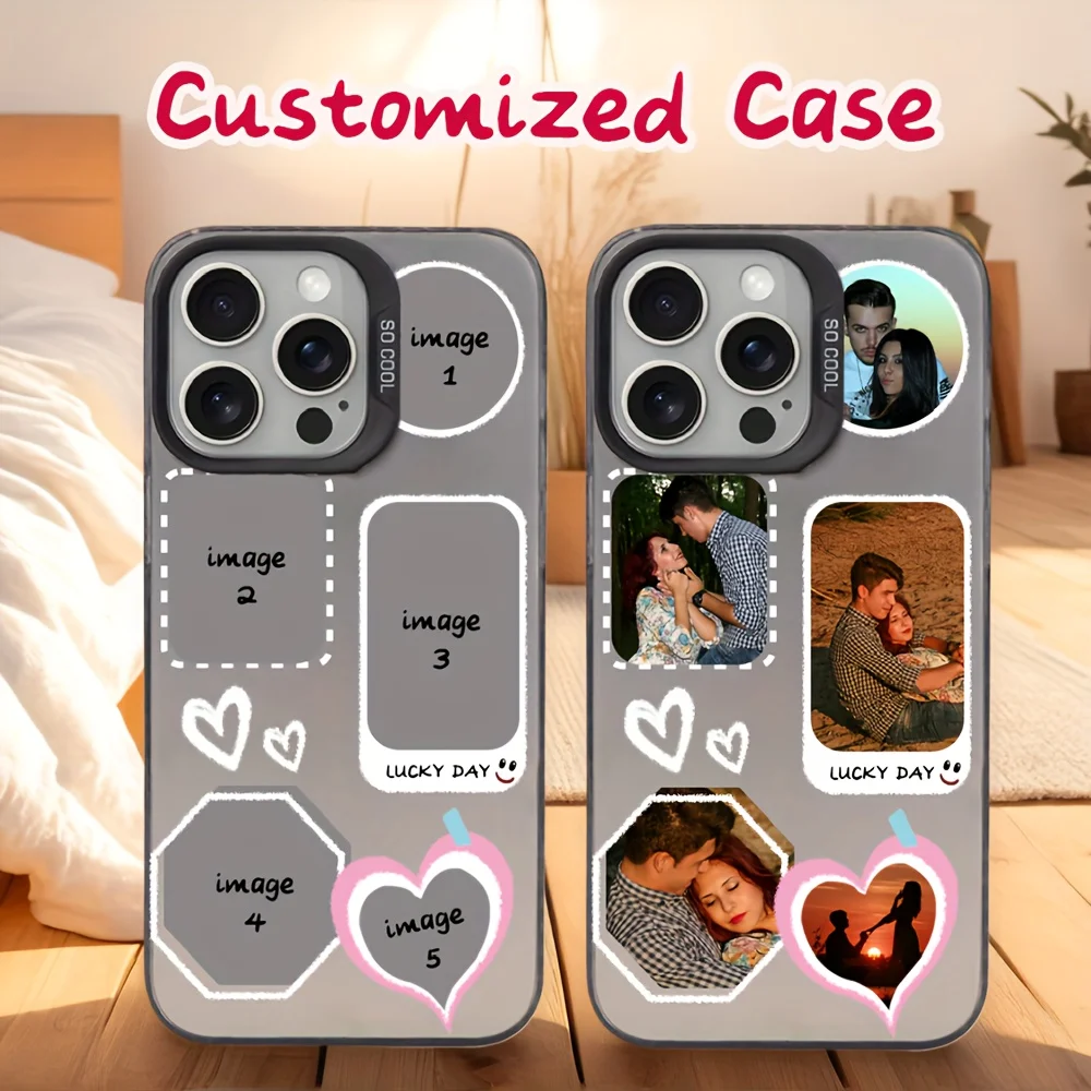 Para iPhone 16 16e 15 14 13 12 11 Pro Max Mini SE 2020 2022 XS XR 7 8 Plus DIY pareja foto diseño personalizado IMD funda a prueba de golpes