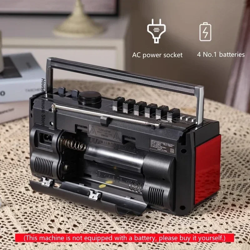 Grabadora portátil multifuncional todo en uno, altavoces estéreo BT integrados, reproductor de cinta magnética nostálgica de Radio multibanda Retro - imagen 3