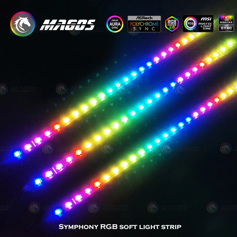 COOLMOON-tira de luz LED magnética Flexible, 40cm, RGB, 5V, ARGB, M/B, chasis de sincronización, decoración para caja de PC, gabinete DIY para jugadores - imagen 4