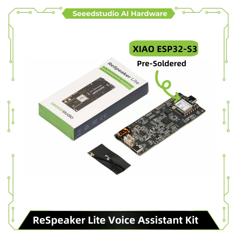 ReSpeaker Lite Voice Assistant Kit, ESPHome Assistant, 2 microfoonarray met XIAO ESP32S3 voorgesoldeerde, mono-gesloten luidspreker