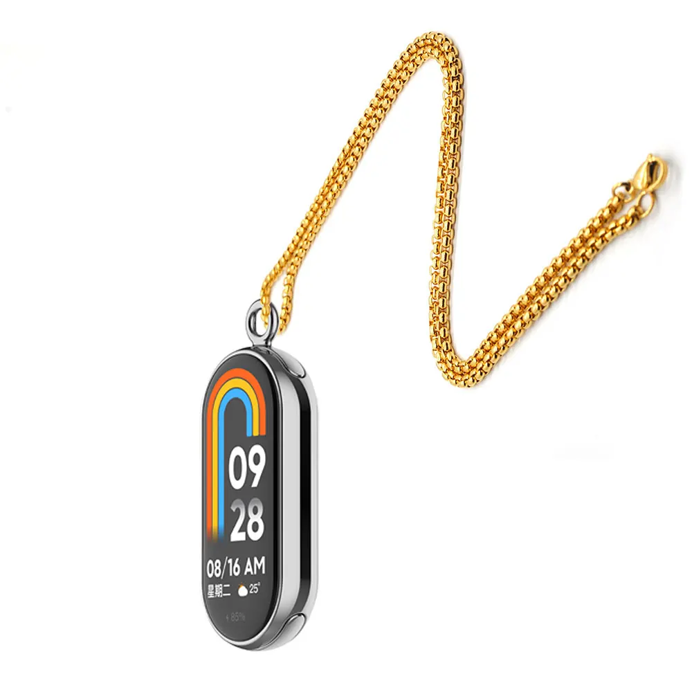 Collar con colgante para Xiaomi Miband 9, correa decorativa para el cuello, Mi band 8, hebilla de Metal de acero inoxidable, accesorio para reloj inteligente - imagen 3