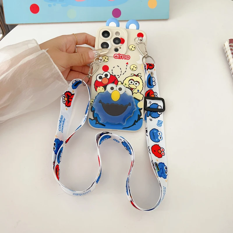 Para Vivo Y15s Y17s Y15A Y76 Y35 Y22 Y16 Y02s Y78 Y27 V25 V25Pro V27 Y28 Y38 V30E orejas ELMO funda con cuerda de soporte - imagen 5