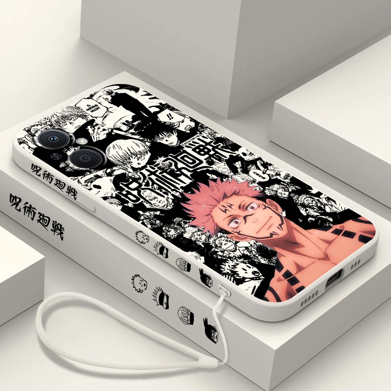 Jujutsu Kaisen Yuji Sukuna funda de teléfono para OPPO Find X5 X3 X2 Lite Pro Neo A5 A53 A94 4G 5G cubierta suave de cuerda izquierda líquida - imagen 5