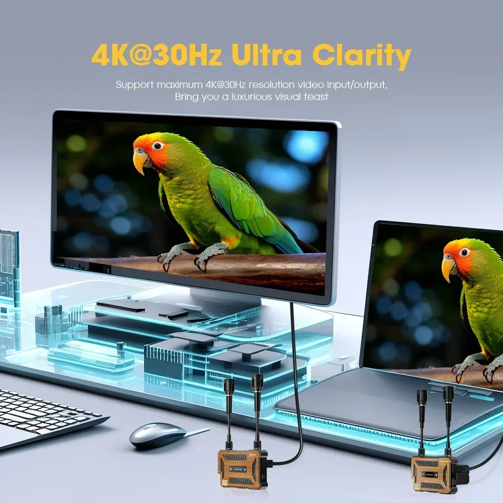Transmisor y receptor HMDI inalámbrico Vrriis 200m 4K + captura de Audio y vídeo para ordenador portátil, PC, TV Box, cámara, grabación en vivo - imagen 5