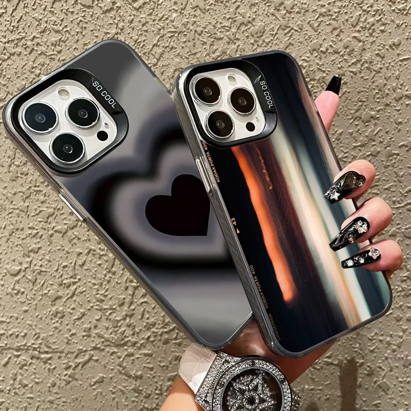 Cool gradiente negro corazón funda para Xiaomi Redmi Note 13 12 11 Pro Plus 4g 5g 12S 11S 10S 13C 4G chapado mate fundas de teléfono - imagen 2