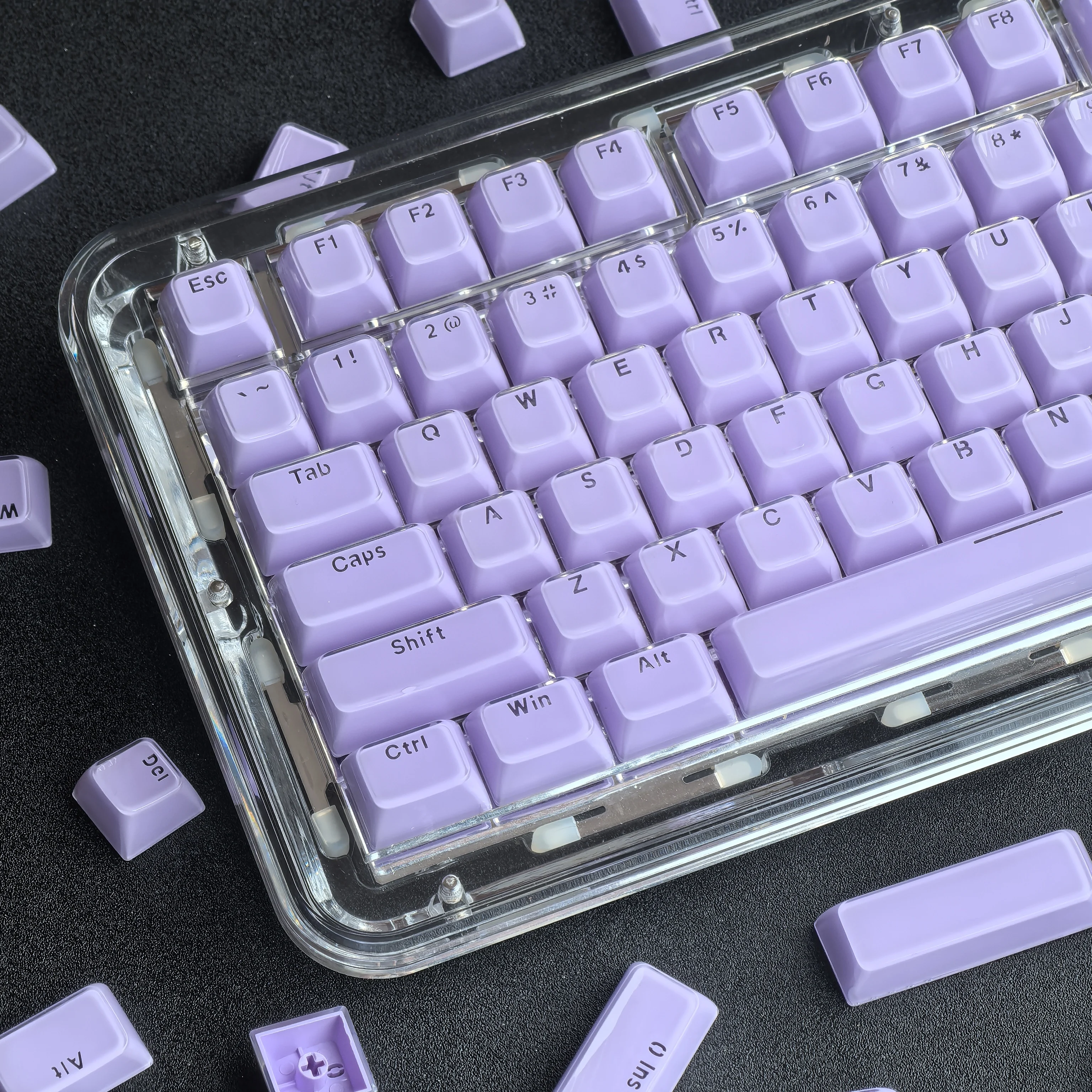 Jelly-teclas moradas claras con cristal grabado, 135 caracteres clave, transparente, Pc, Oem 2,25/2,75U, barra espacial, Alice Iso - imagen 2