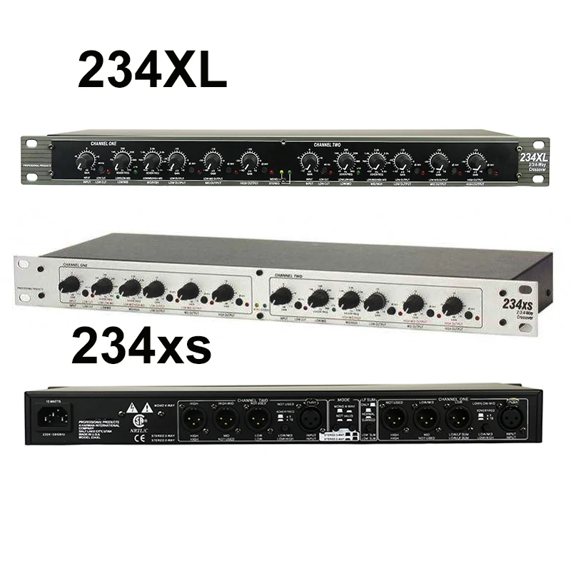 Crossover electrónico 234XL, equipo periférico de sonido profesional estéreo de 2/3 vías, ecualizador de Audio cruzado Mono de 4 vías