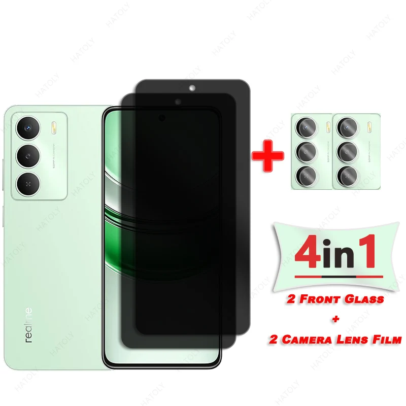 Protector de pantalla de privacidad para Realme 14x 5G, vidrio para Realme V60 pro 5G, Protector de lente de cámara de vidrio templado antideslumbrante antiespía