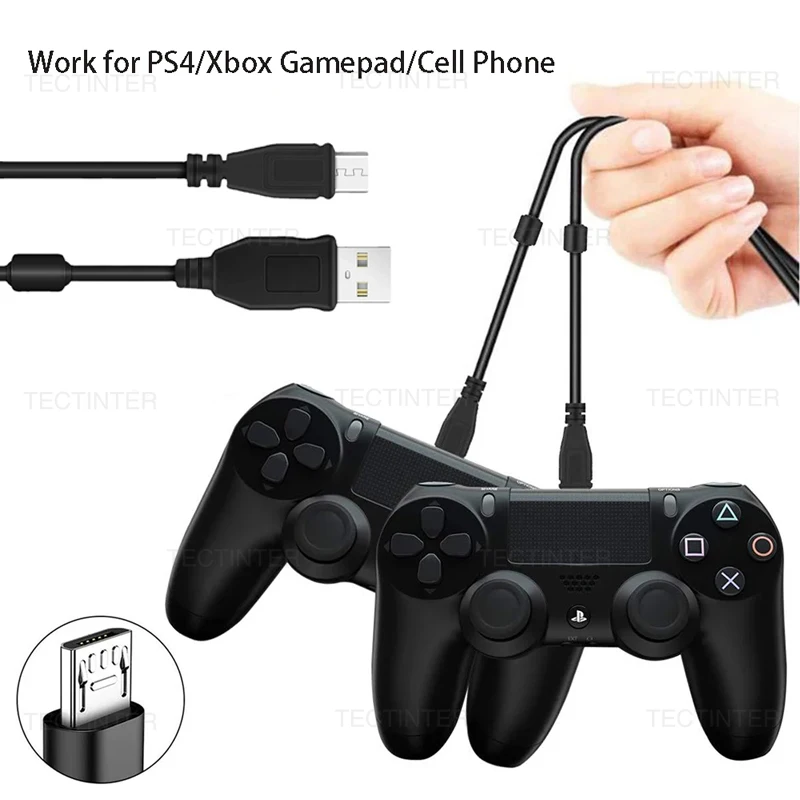 Cable de carga Micro USB de 1,8 M para PS4, XBOX One y controlador de teléfono móvil, Cable de datos para mando, Cable de alimentación para accesorios de PS4