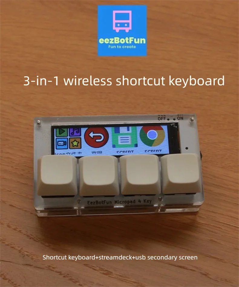 Micropad 4 teclas: teclado macro programable inalámbrico con pantalla a color, plataforma de transmisión, teclas de acceso, soporte antitrampicar para juegos para ventana - imagen 2