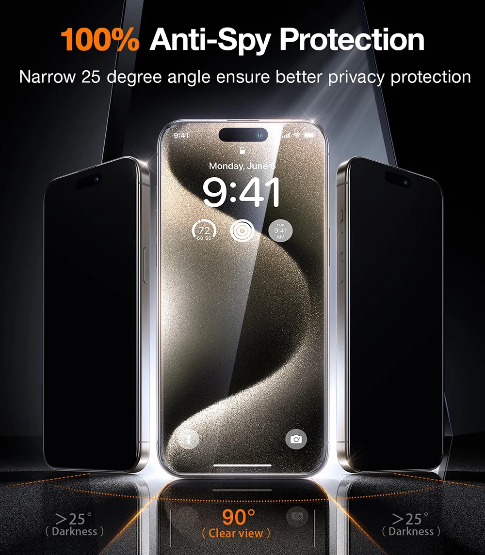 3/4/5 Uds vidrio templado antiespía para iPhone 17 Pro Max 17 protectores de pantalla de privacidad de aire para iPhone 16 15 Plus 14 ProMax 16e - imagen 2