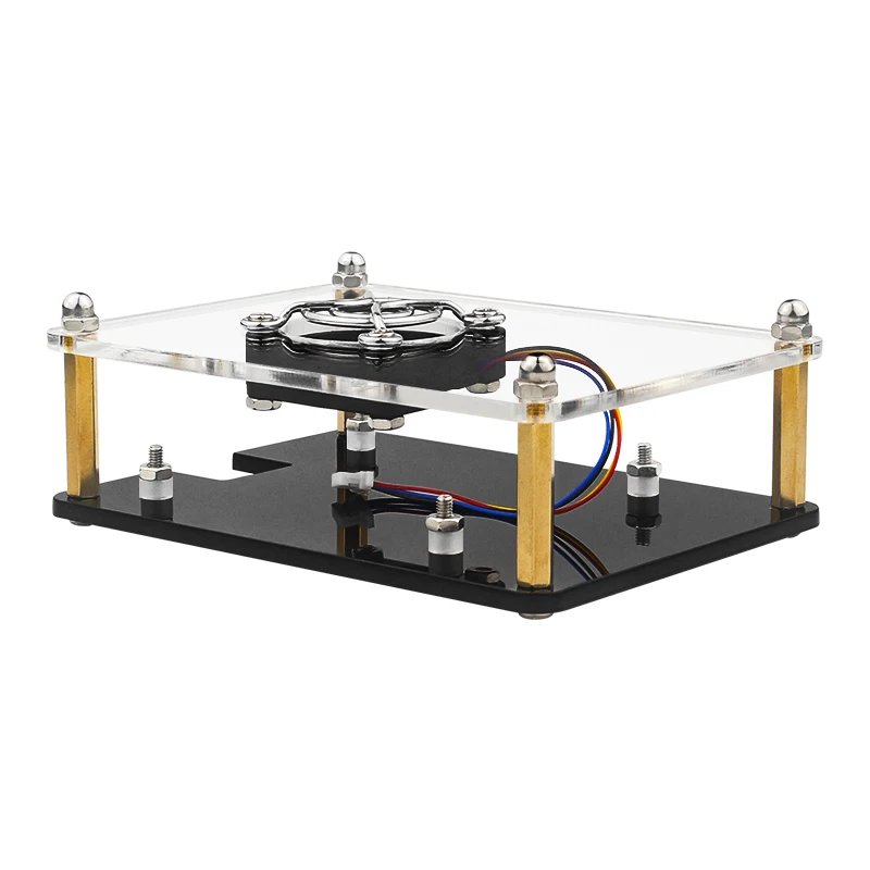 Raspberry Pi 5 carcasa acrílica carcasa transparente con ventilador de refrigeración PWN caja de placa apilable para RPI 5 Pi5 Cluster DIY electrónico - imagen 4