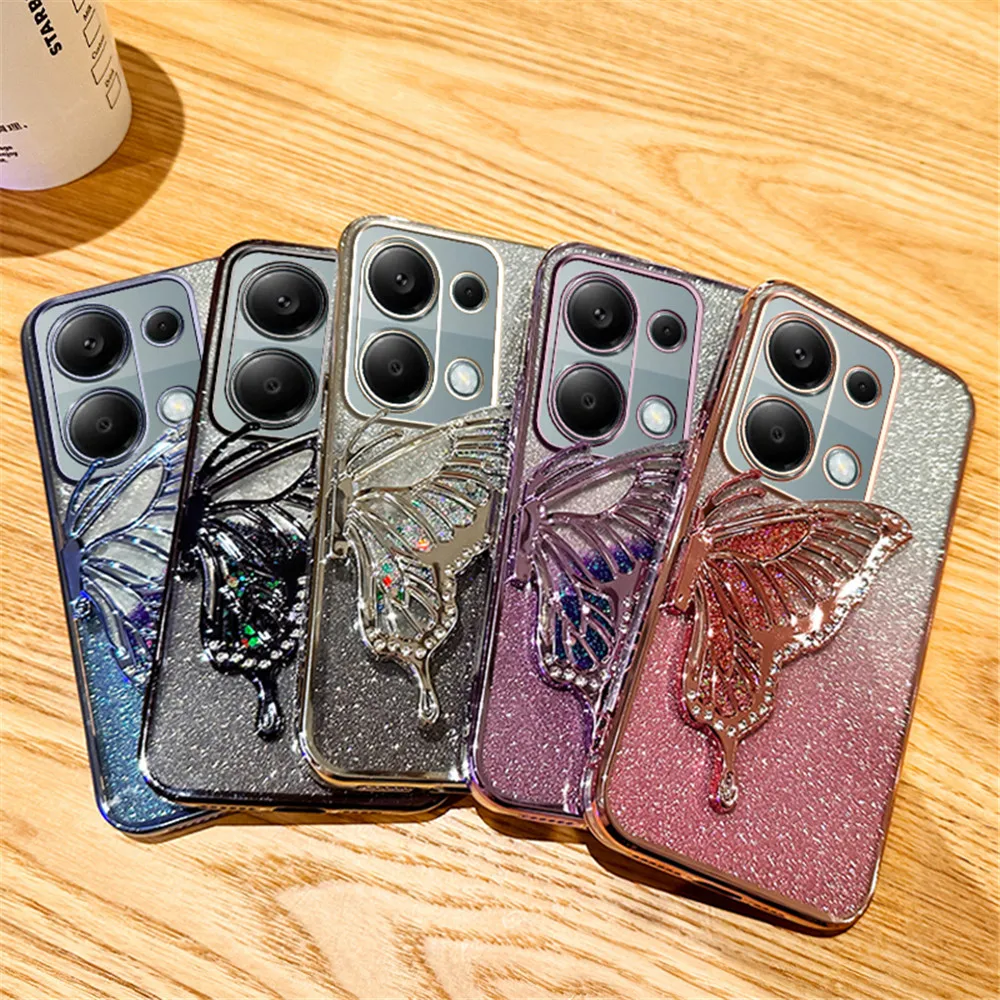 Note13 Pro funda de teléfono de arena movediza de mariposa degradada para Xiaomi Redmi Note 13 Pro Plus 12S 11S 10S 9S 8 7 Pro funda de silicona suave - imagen 3
