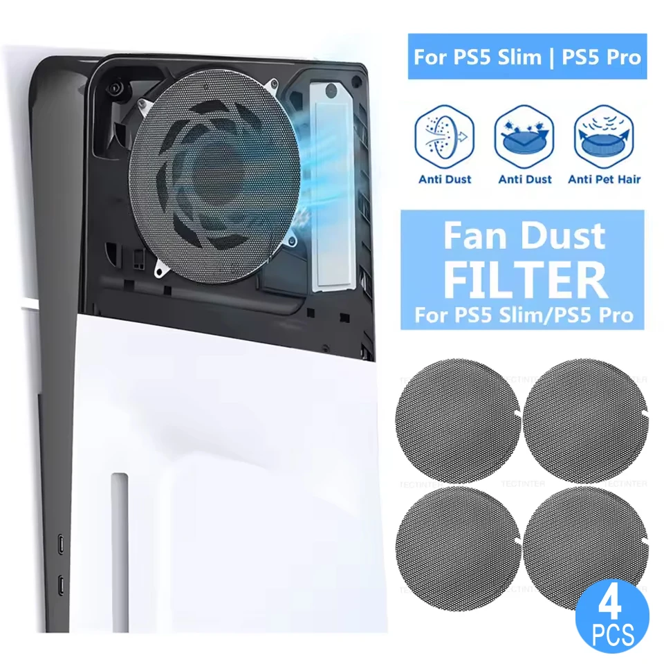 4 Uds para consola PS5 filtro de polvo funda de malla a prueba de polvo para PS5/PS5 delgada fácil limpieza para accesorios de juego PlayStation 5