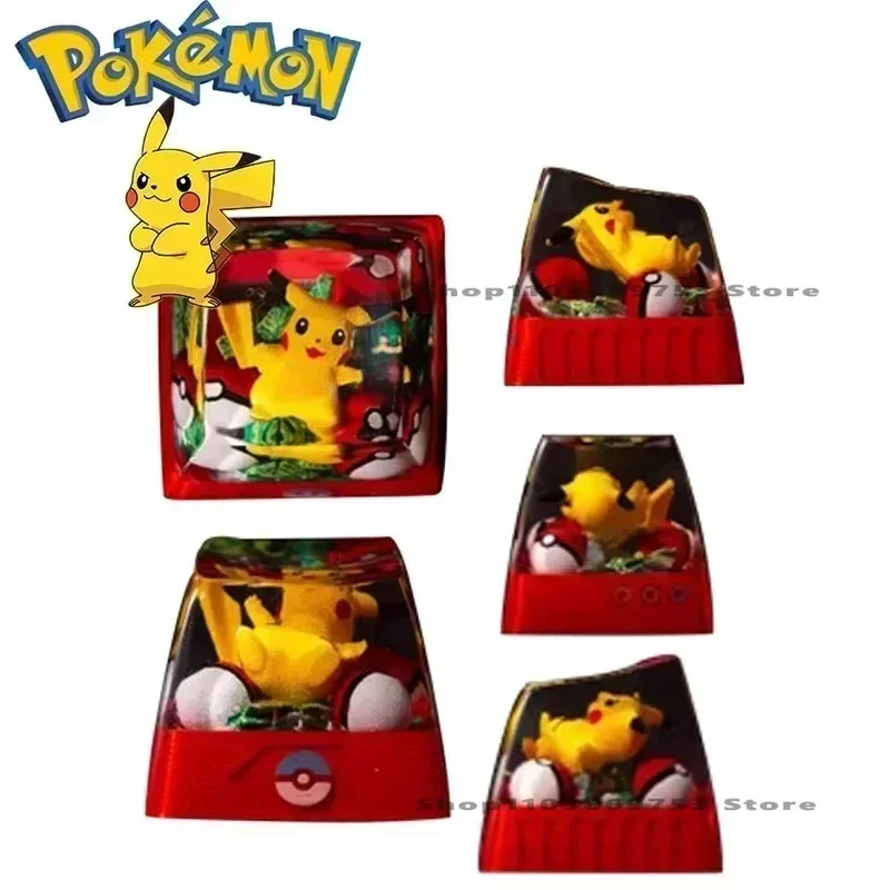 Tapa de llave Micro transparente de resina personalizada de Pokemon Pikachu, teclas de regalo Eevee Gengar, tapa de teclado de ordenador creativa mecánica - imagen 5