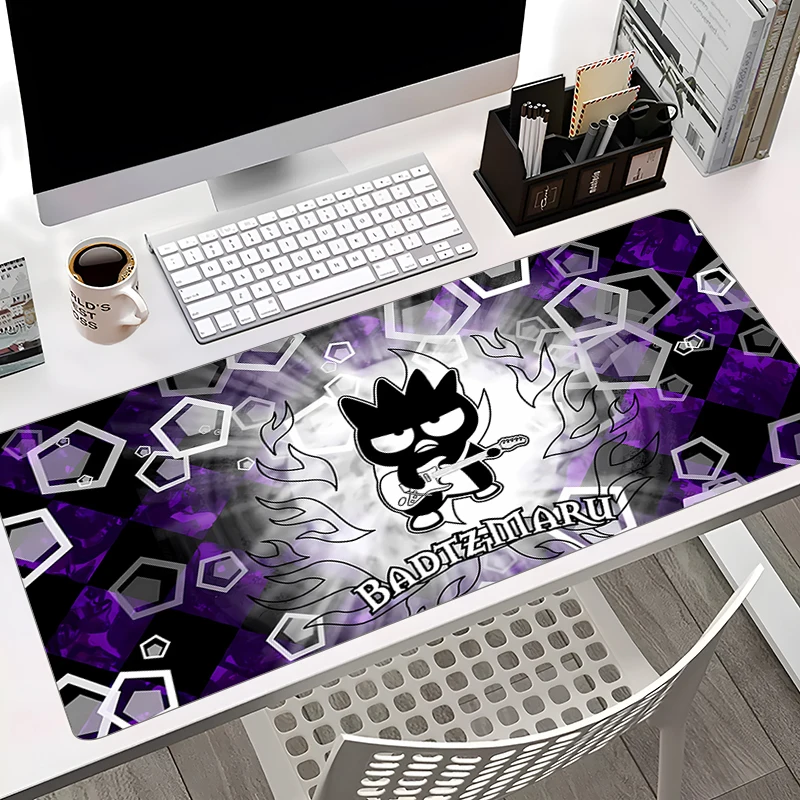 Alfombrilla de ratón Kawaii b-badtz-maru negra para PC, alfombrilla de mesa para juegos, almohadillas para teclado, accesorios de oficina grandes, alfombrillas de escritorio de goma