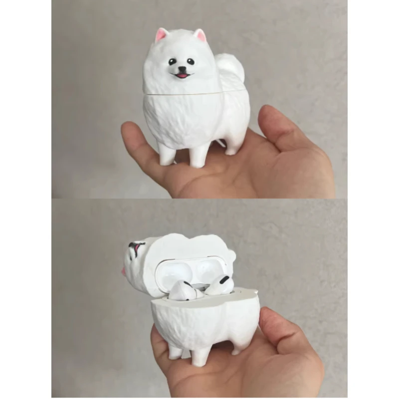 Funda bonita para auriculares con diseño de cachorro Pomerania para Airpods Pro1 2, decoración personalizada con estampado 3D Pla, funda original para auriculares AirPods1/2/3