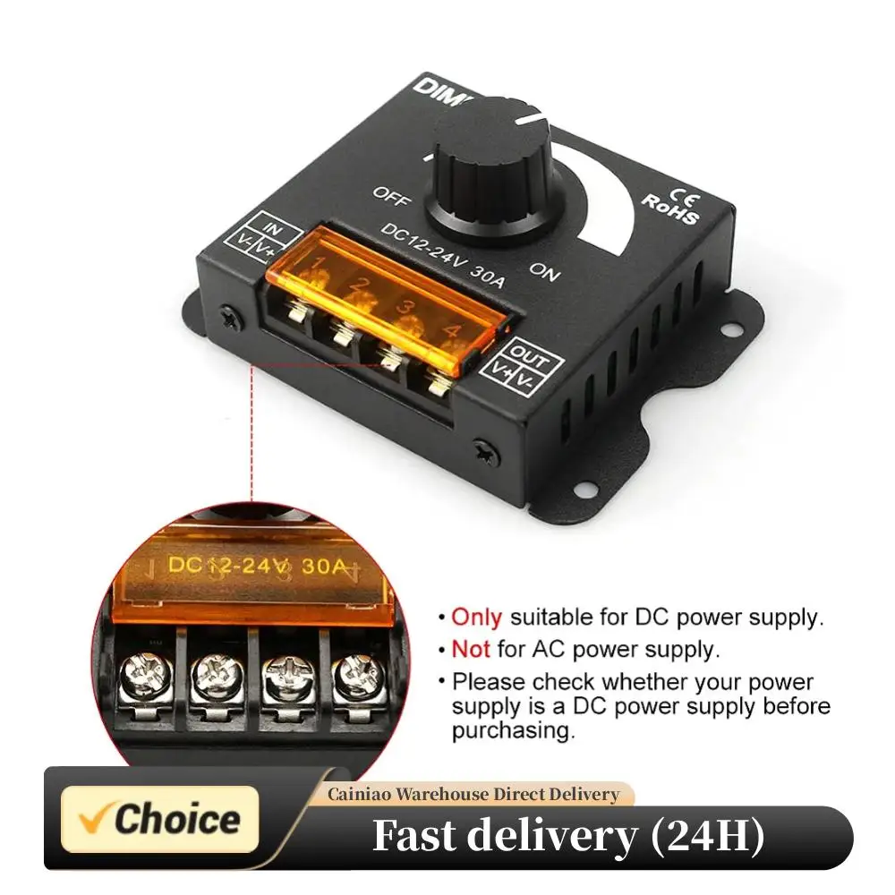 Regulador de intensidad LED DC 12V 24V 8A/30A controlador de brillo ajustable para coche RV tira de luz LED de un solo Color atenuación LED