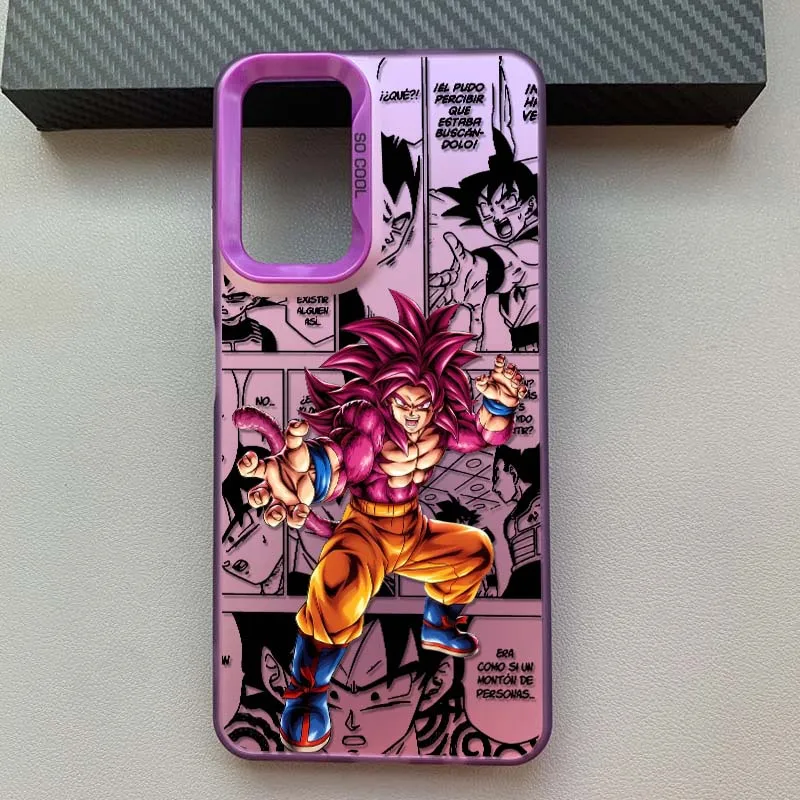 D-Dragon Ball Saiyan Goku funda de Anime para Redmi Note 14 13 12 11 10 9 8 Pro Plus funda de teléfono plateada colorida - imagen 5