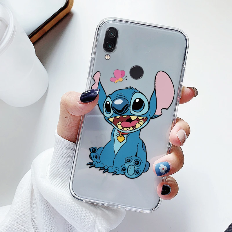 Para Redmi Note 7 Pro 7S contraportada de lujo transparente funda de teléfono Lilo & Stitch Lover Fundas de dibujos animados para Redmi Note7 Shell bolsas - imagen 4