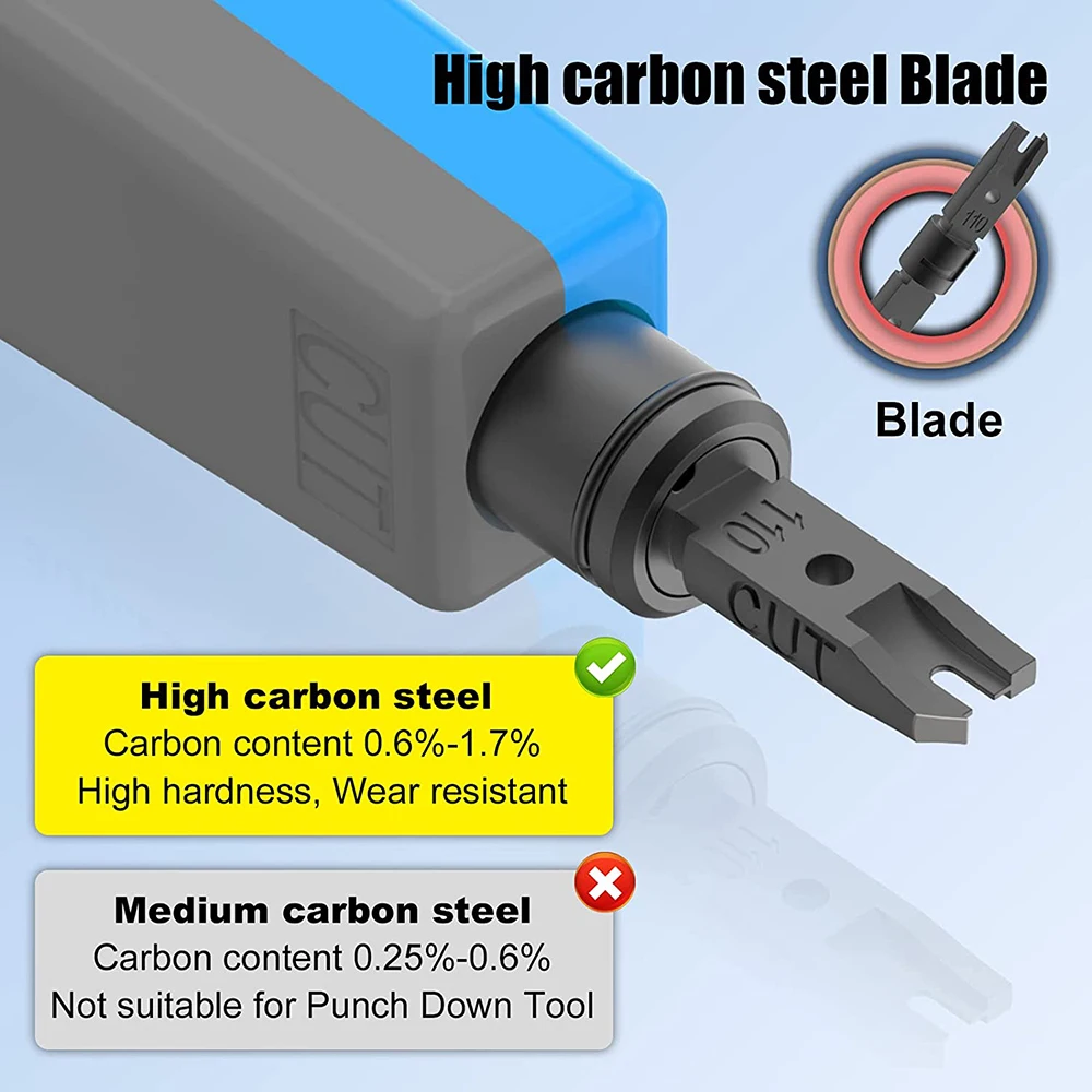 Hoolnx Impact 110-herramienta de perforación con gancho de Cable, almacenamiento de cuchillas agrandadas para 110/66 cuchillas, herramientas de inserción de terminales RJ45 - imagen 3