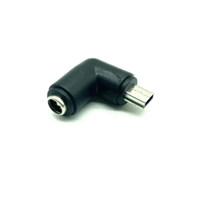 Convertidor de conector de alimentación CC, 5V, 5,5x2,1mm, hembra a curva izquierda de 90 grados, Mini USB macho, adaptador USB para teléfonos de ordenador
