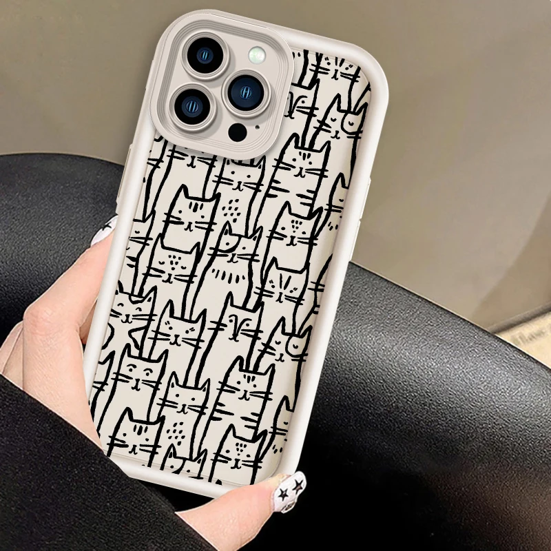 Cute Cats Dogs Art Design Eye Ladder For Apple iPhone 15 14 13 12 11 XS XR X Pro Max Plus Cover Phone Case - imagen 3
