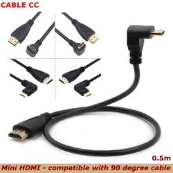 Cable HDMI Angular 90° 4K 0,5m Bañado en Oro Macho-Macho