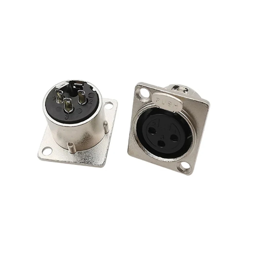 1/2/5 Uds XLR montaje en Panel de 3 pines enchufe macho conector hembra Audio micrófono 3 núcleos XLR enchufe de Metal carcasa negra plateada - imagen 3
