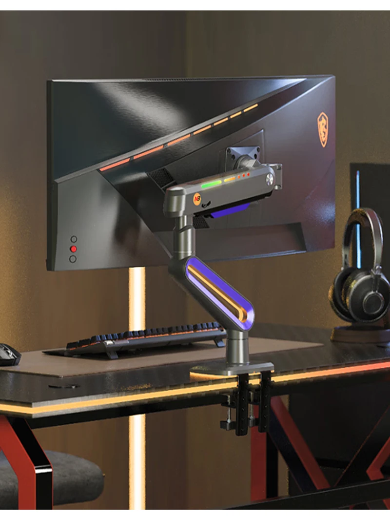 NB G70 F6 E6 brazo de Monitor para juegos pantalla de arco curvada de 32-60 pulgadas soporte de Monitor ultraancho de escritorio con luz RGB 2-20kg - imagen 4