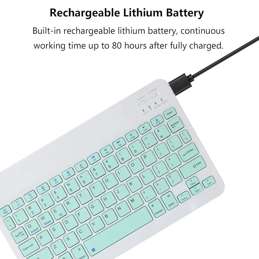 Teclado inalámbrico ultradelgado Mini teclado recargable compatible con Bluetooth de 78 teclas para Android IOS Windows para PC iPad Tablet - imagen 5