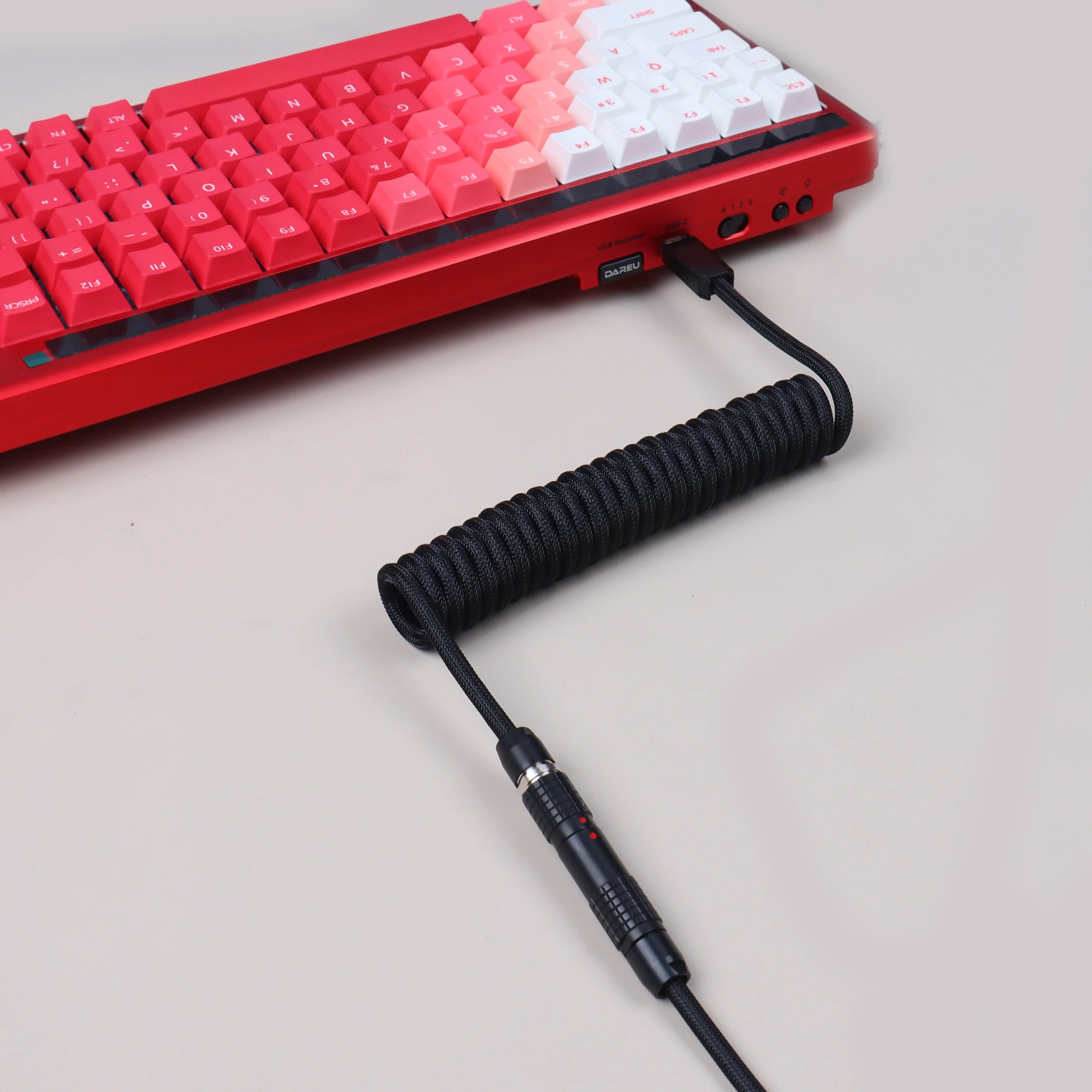 Cable de teclado USB LANO, teclado en espiral FGG, Cable Usb tipo C, conector de aviador de Metal, Cable de teclado USB 00B para juegos - imagen 5