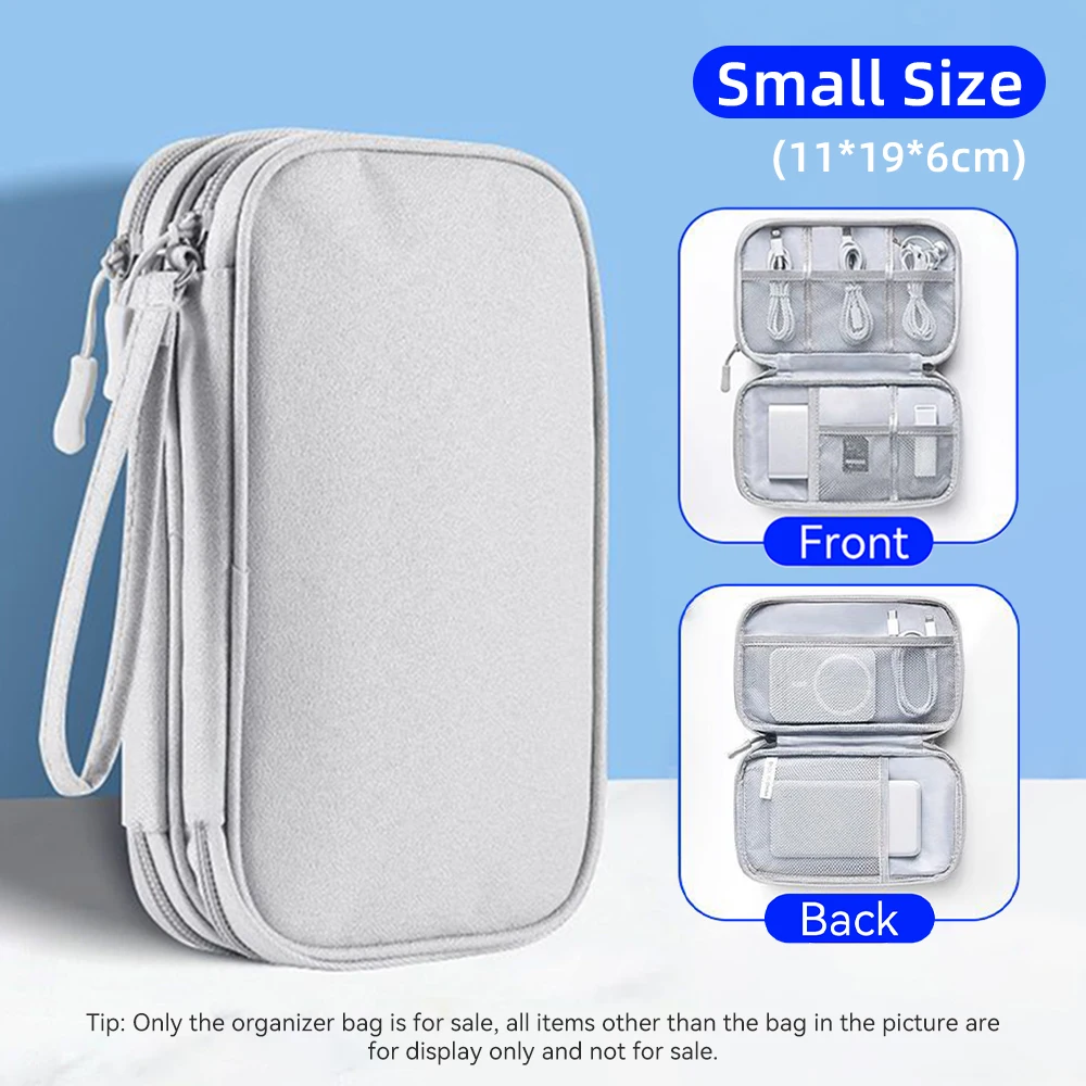 Data Cable Storage Bag Waterproof Travel Organizer Bag Portable Carry Case Double Layers Storage Bag for Cable Cord USB Charger - imagen 3