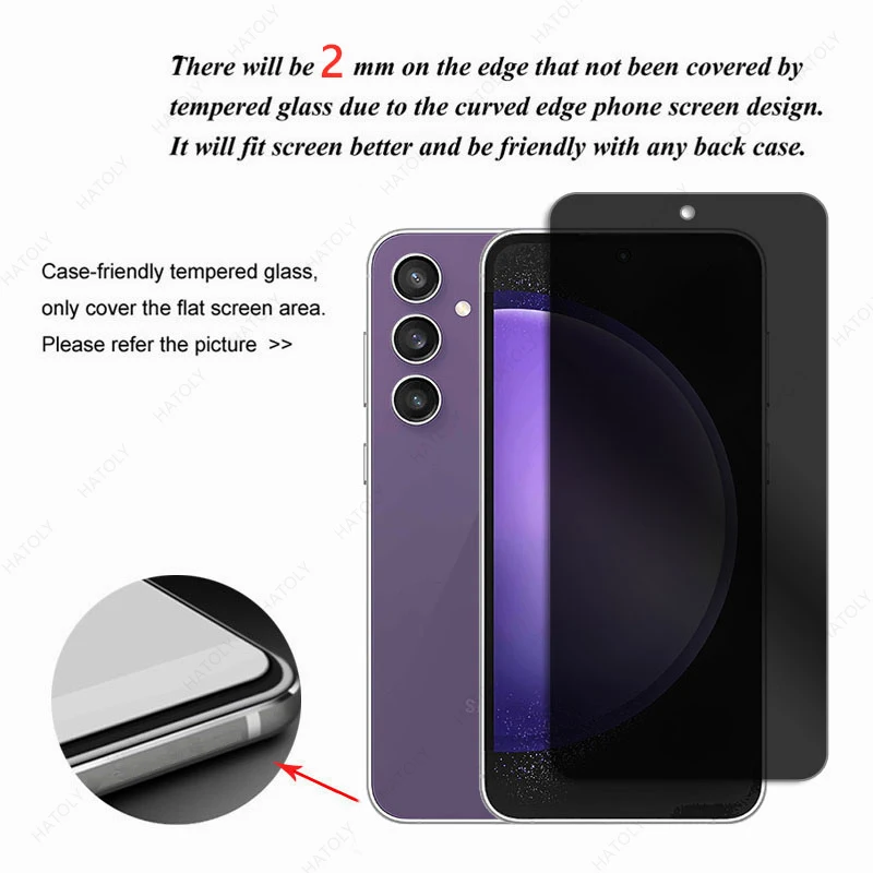 Protector de pantalla de privacidad para Samsung Galaxy S24 FE, vidrio para Samsung S24 FE, Protector de cámara de vidrio antiespía para Galaxy S24FE - imagen 3