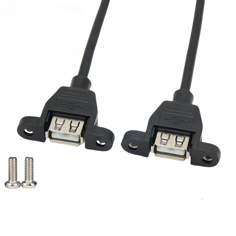 Cable de extensión USB 2,0 hembra a hembra con orificio para tornillo de oreja para fijar Cable de extensión USB hembra Dual - imagen 5
