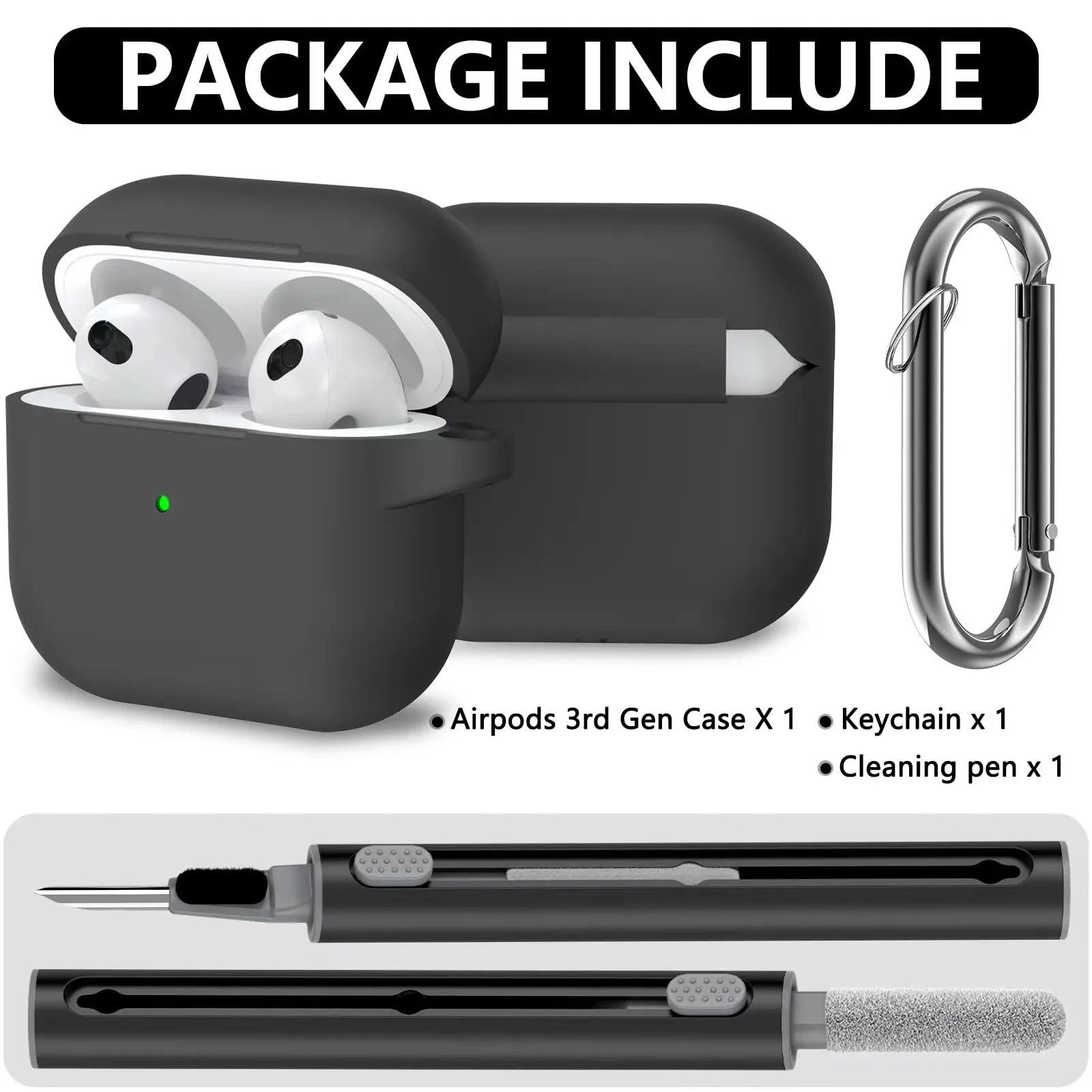 Funda protectora de silicona suave para Apple AirPod Pro 2ª/1ª generación, Kit de limpiador para hombres y mujeres, 3 - imagen 2